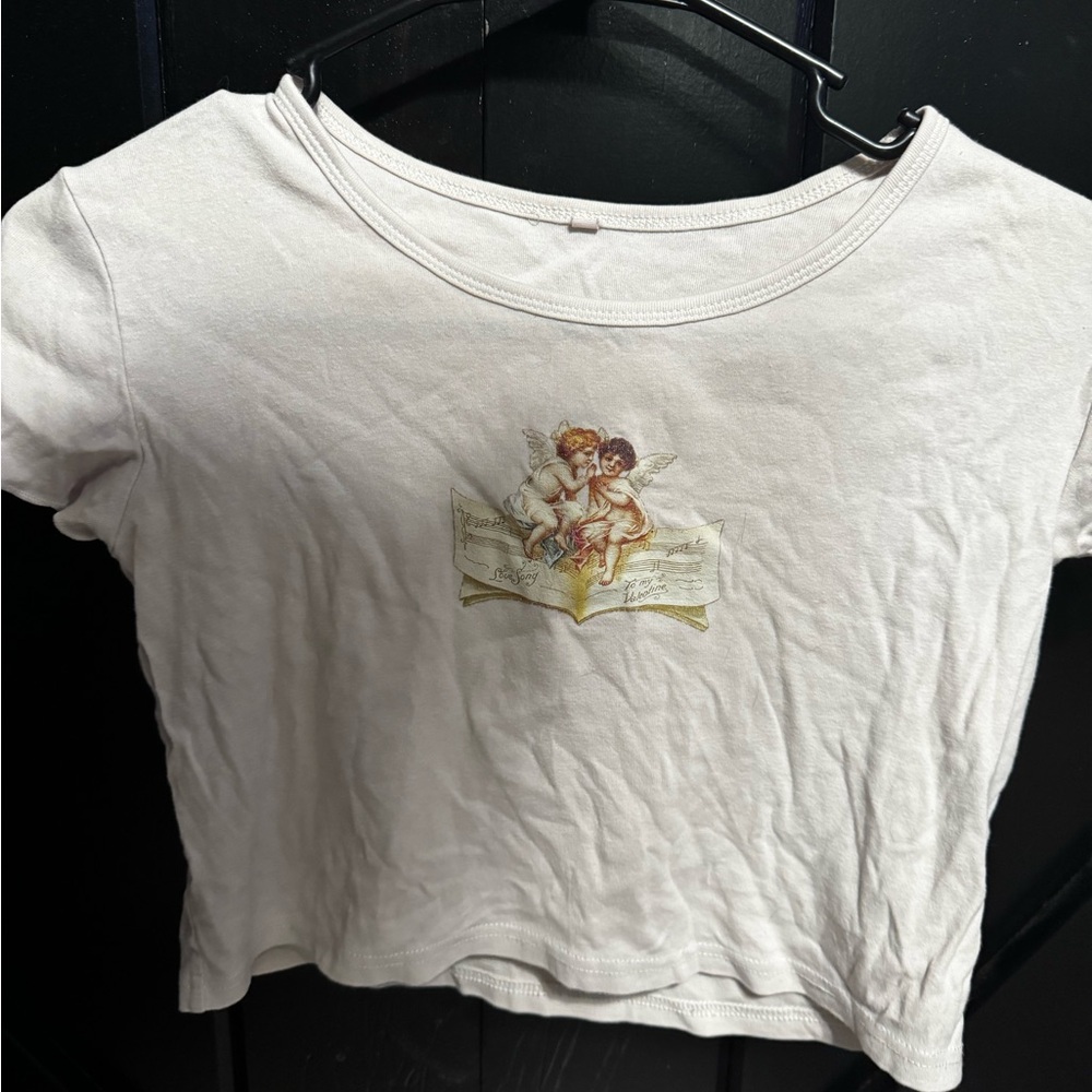 cropped angel print tee